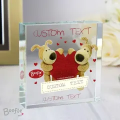 Personalised Boofle Crystal Token, Shared Heart Keepsake, Valentine Partner Gift thumbnail 2