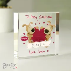Personalised Boofle Crystal Token, Shared Heart Keepsake, Valentine Partner Gift thumbnail 3