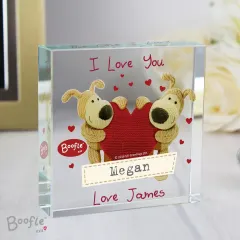 Personalised Boofle Crystal Token, Shared Heart Keepsake, Valentine Partner Gift thumbnail 4