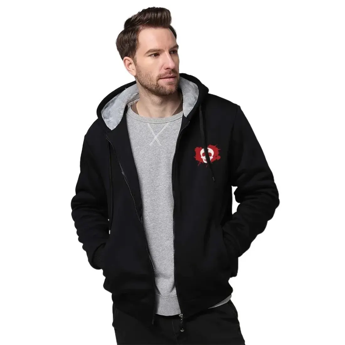 Zip-Up Thickened Fleece-Lined Hoodie — photo 2