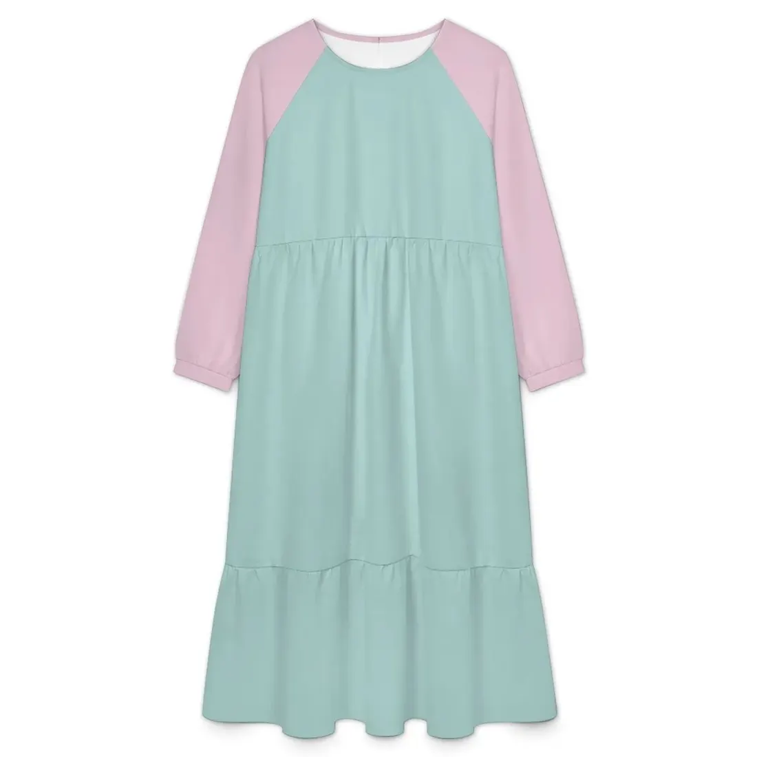 Crew Neck Long Sleeve Tiered Maxi Dress — photo 3