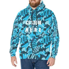 Men's Fleece Hoodie with White Hood Lining (Model H55) thumbnail 1