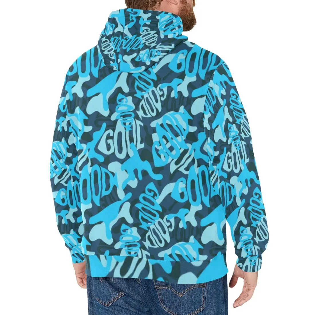 Men's Fleece Hoodie with White Hood Lining (Model H55) — photo 2