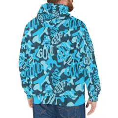 Men's Fleece Hoodie with White Hood Lining (Model H55) thumbnail 2
