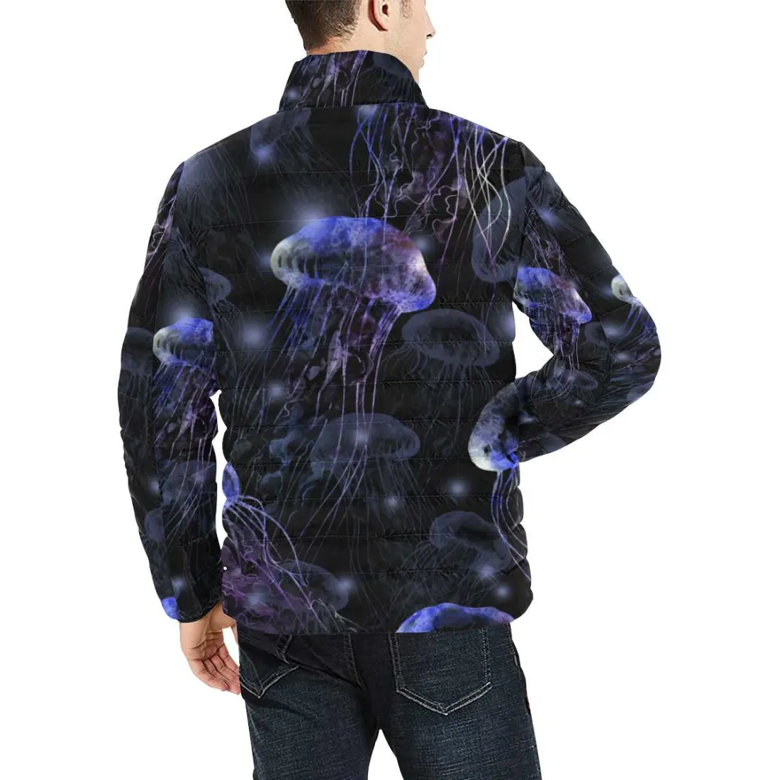 Men's Stand Collar Padded Lightweight Bomber Jacket(ModelH41) — photo 2