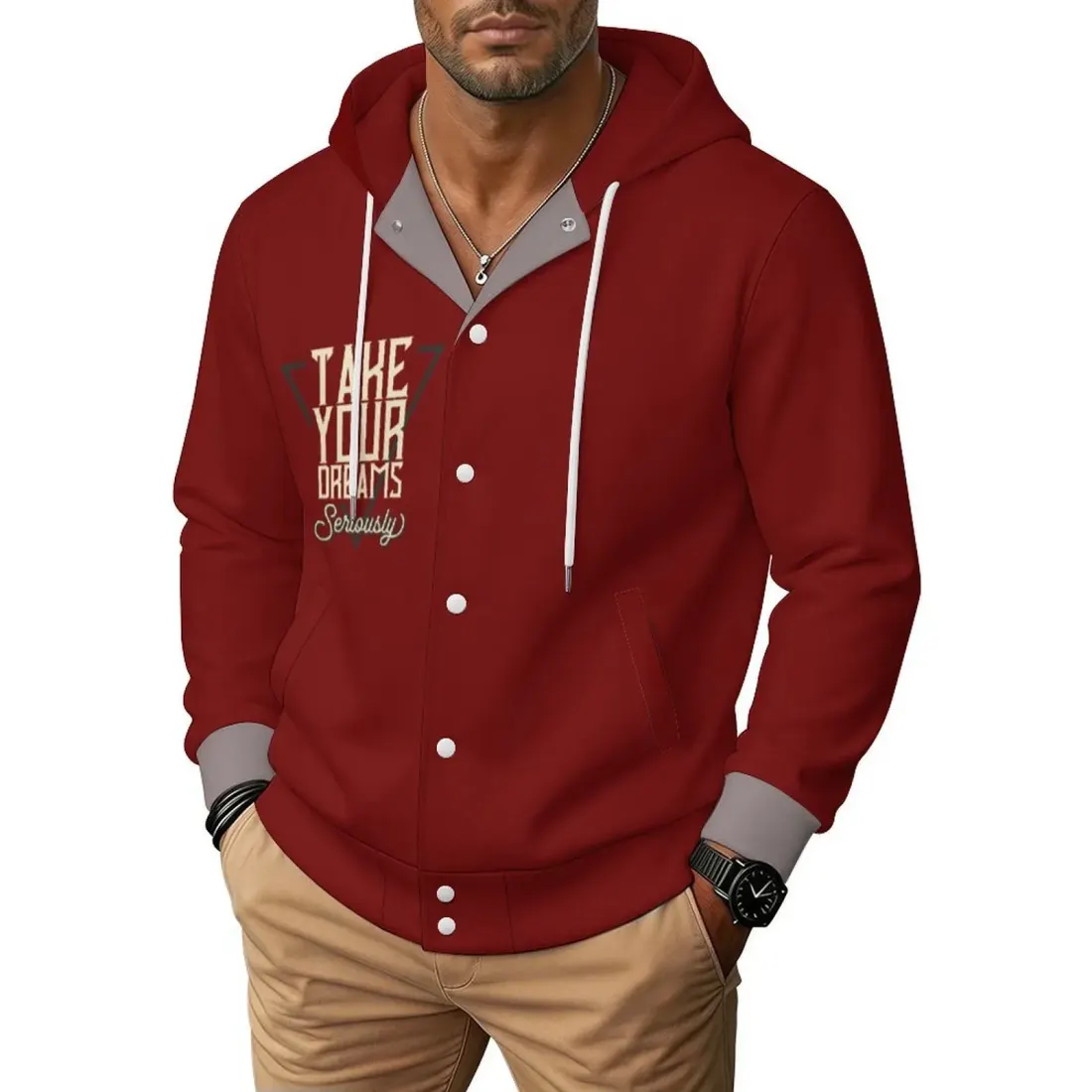 Unisex Hooded Baseball Jacket — photo 4