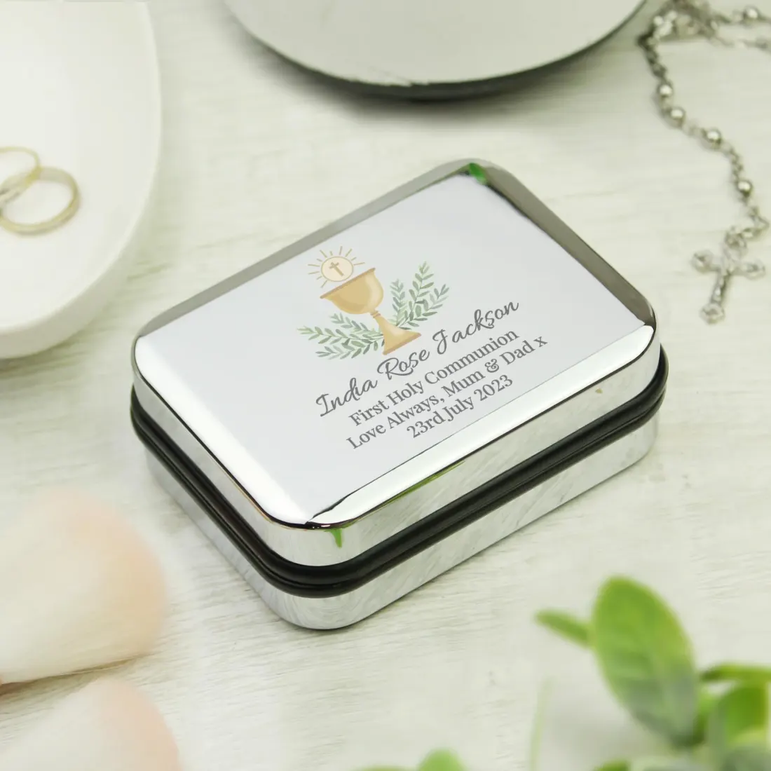Personalised First Holy Communion Jewellery Box, Engraved Keepsake Gift — photo 3