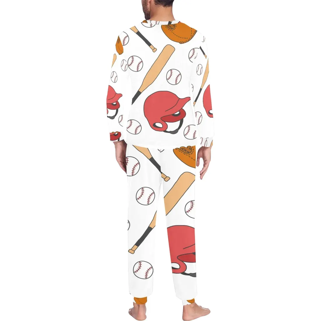 Men's All Over Print Pajama Set with Custom Collar, Cuff and Trouser Opening (ModelSets 07) — photo 2