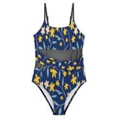 Women's Square Neck Mesh Spliced One Piece Swimsuit thumbnail 3