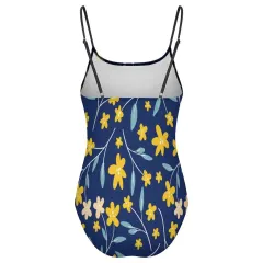 Women's Square Neck Mesh Spliced One Piece Swimsuit thumbnail 5