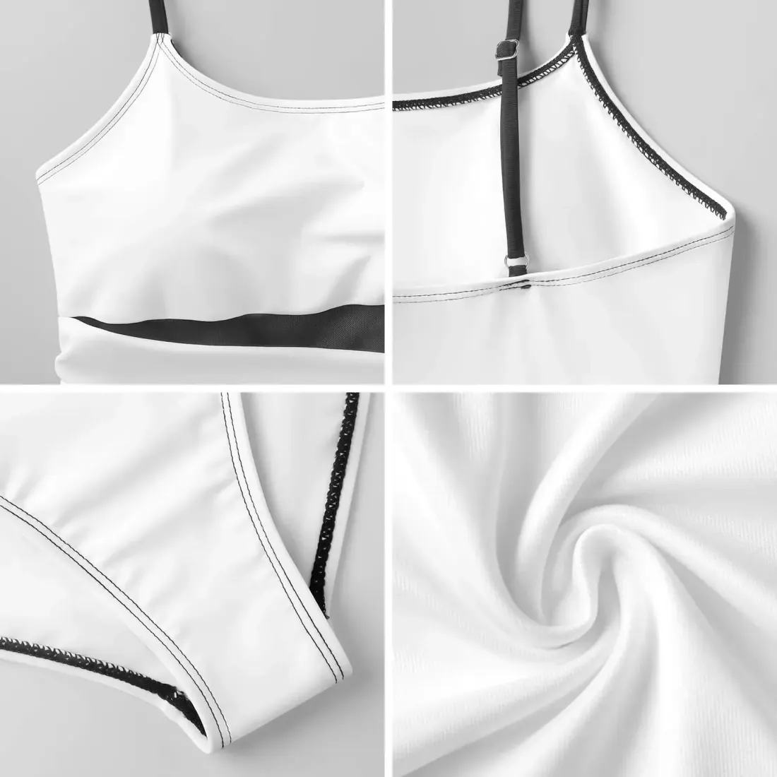 Women's Square Neck Mesh Spliced One Piece Swimsuit — photo 6