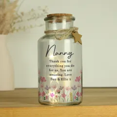 Personalised Floral LED Glass Jar, Custom Text Engraved Night Light thumbnail 5
