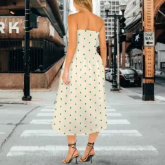 Women's Strapless Waist-Cinched Flowy Maxi Dress thumbnail 3