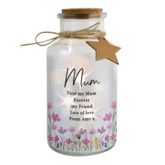 Personalised Floral LED Glass Jar, Custom Text Engraved Night Light thumbnail 6