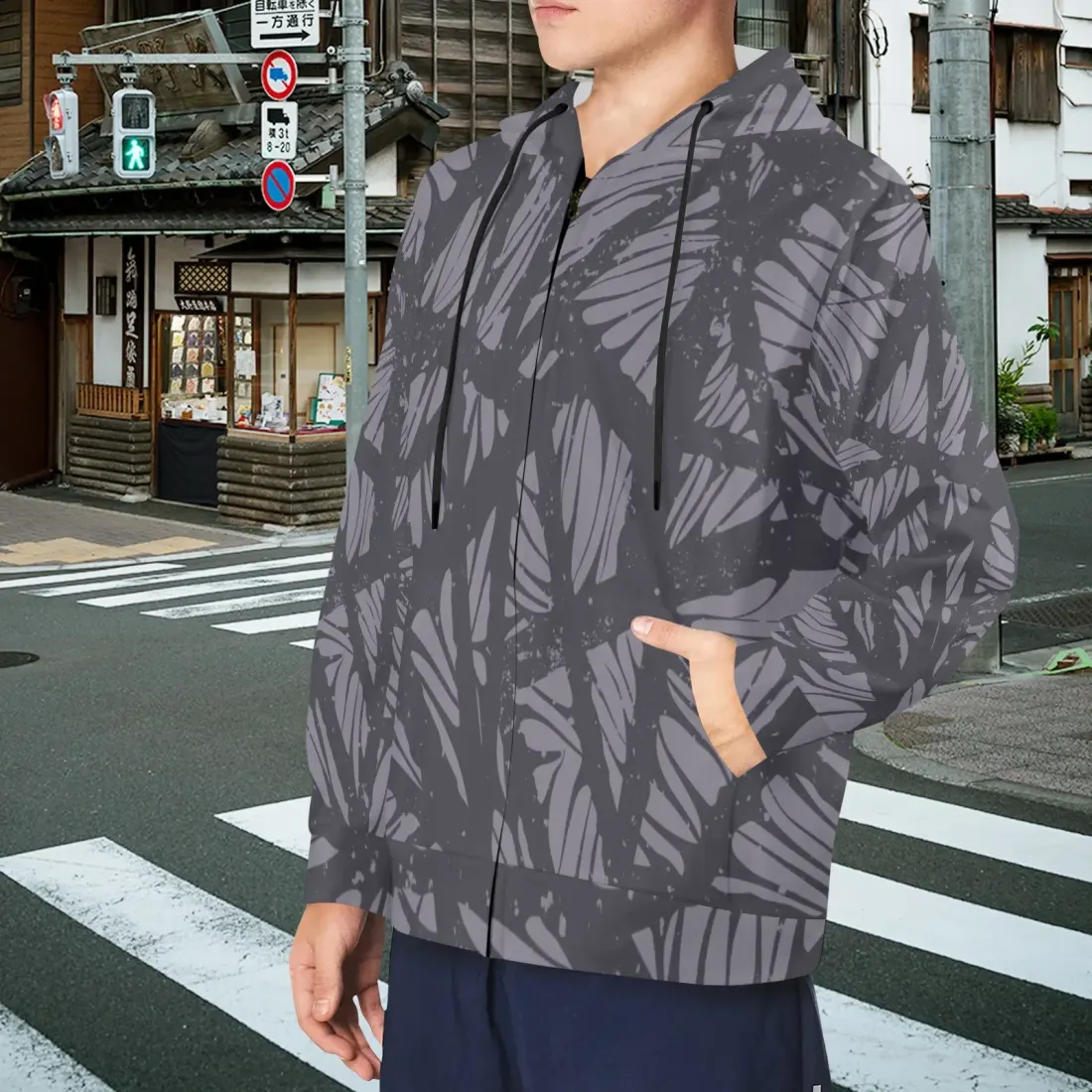 Men's Fleece Full-Zip Hoodie (Model H60)