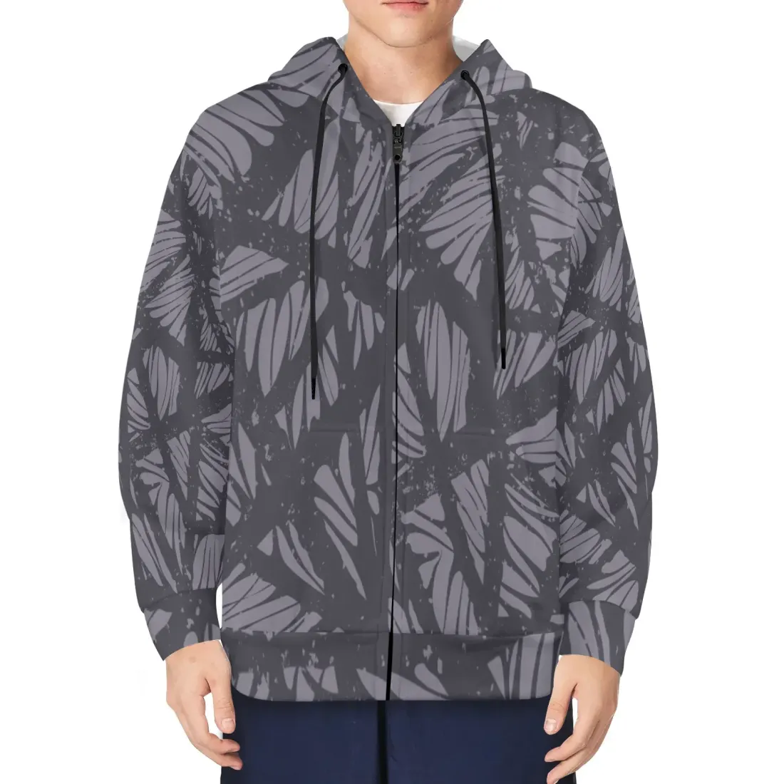 Men's Fleece Full-Zip Hoodie (Model H60) — photo 2