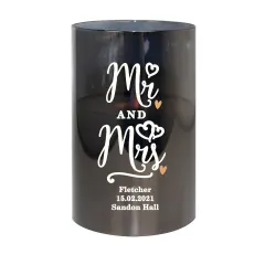 Personalised Mr and Mrs LED Candle, Smoked Glass Wedding Keepsake, Custom Couple Light thumbnail 4
