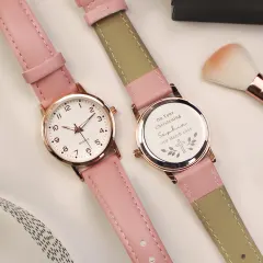 Personalised Pink Watch, Engraved Christening Keepsake, Custom Name Watch, Girls Christian Gift thumbnail 1