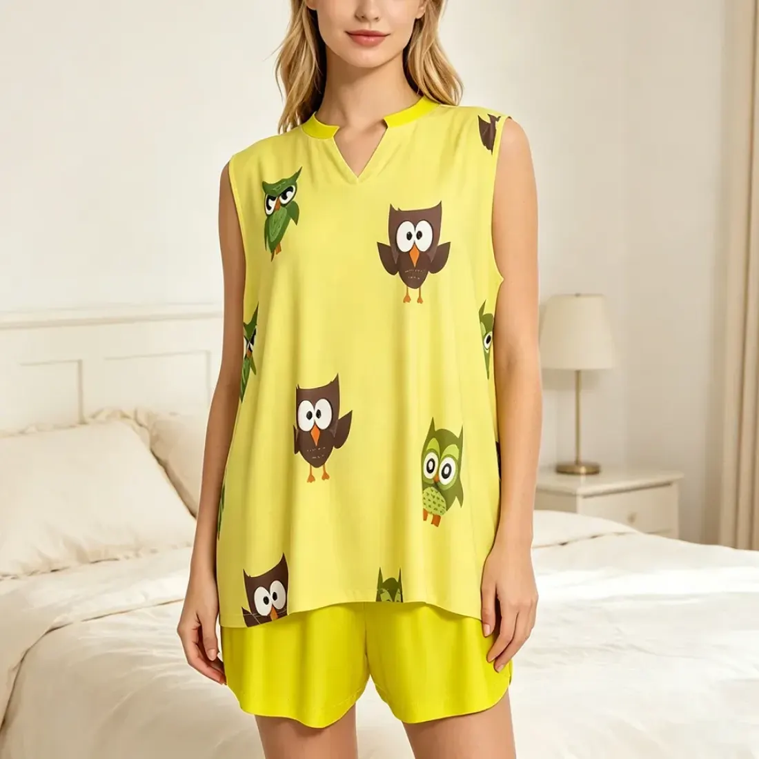 Women's Sleeveless Pocketed T-shirt and Shorts Set