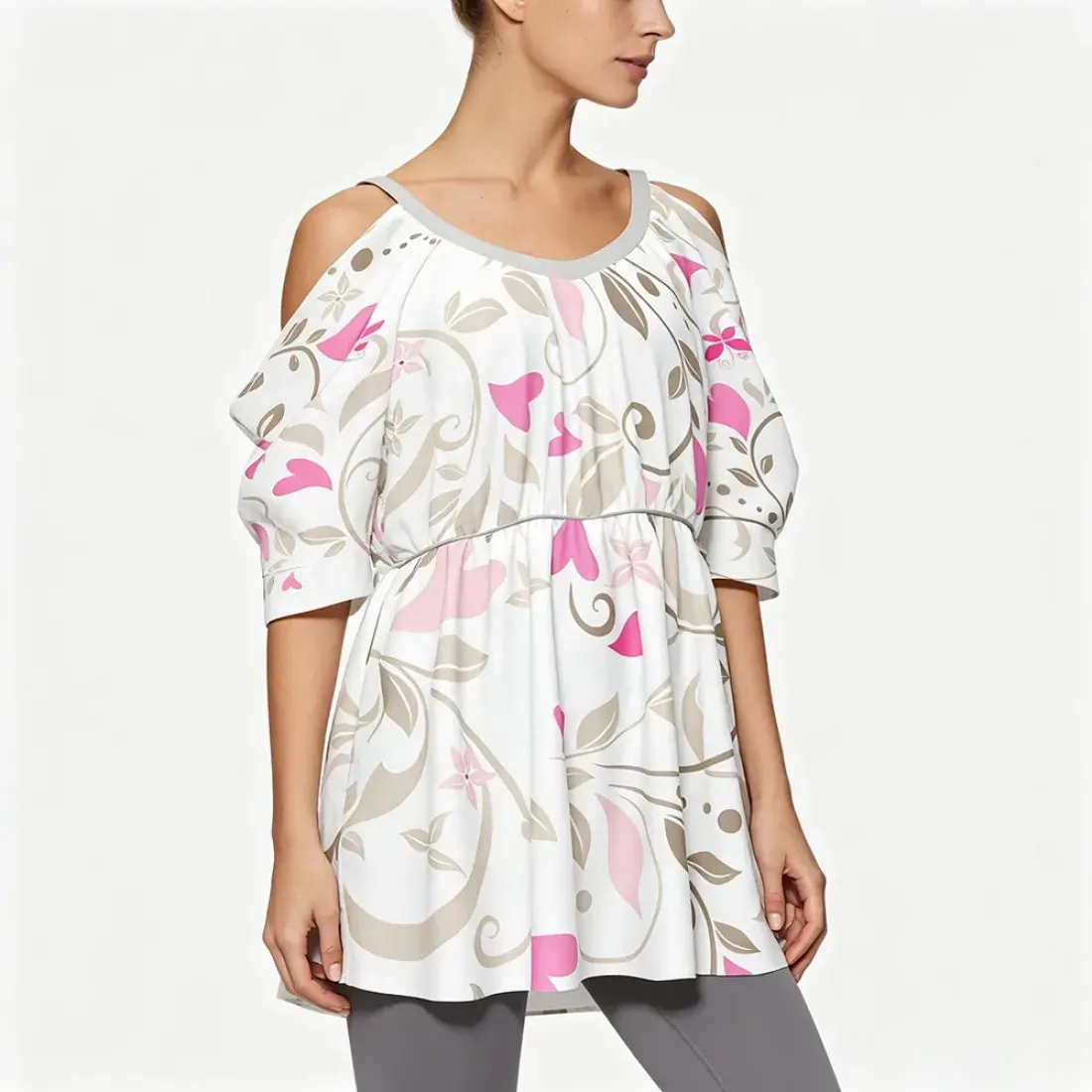 Women's Cold Shoulder Top with Elasticated Waist