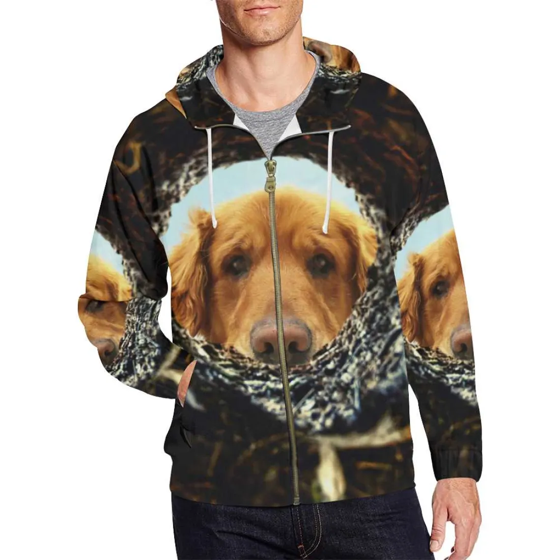 Men's All Over Print Full Zip Hoodie (Model H14)