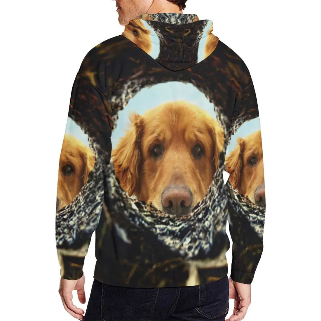 Men's All Over Print Full Zip Hoodie (Model H14) — photo 5