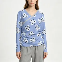 Women's V-neck Side-Bone Elastic Sweatshirt thumbnail 1