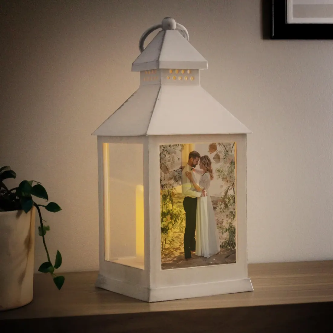Personalised Photo Lantern, White Wooden Memory Light, Custom Picture Keepsake Home Decor — photo 3