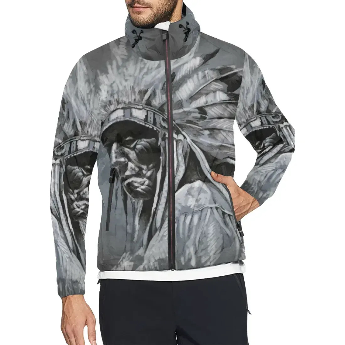 Unisex All Over Print Hooded Windbreaker (Model H23)