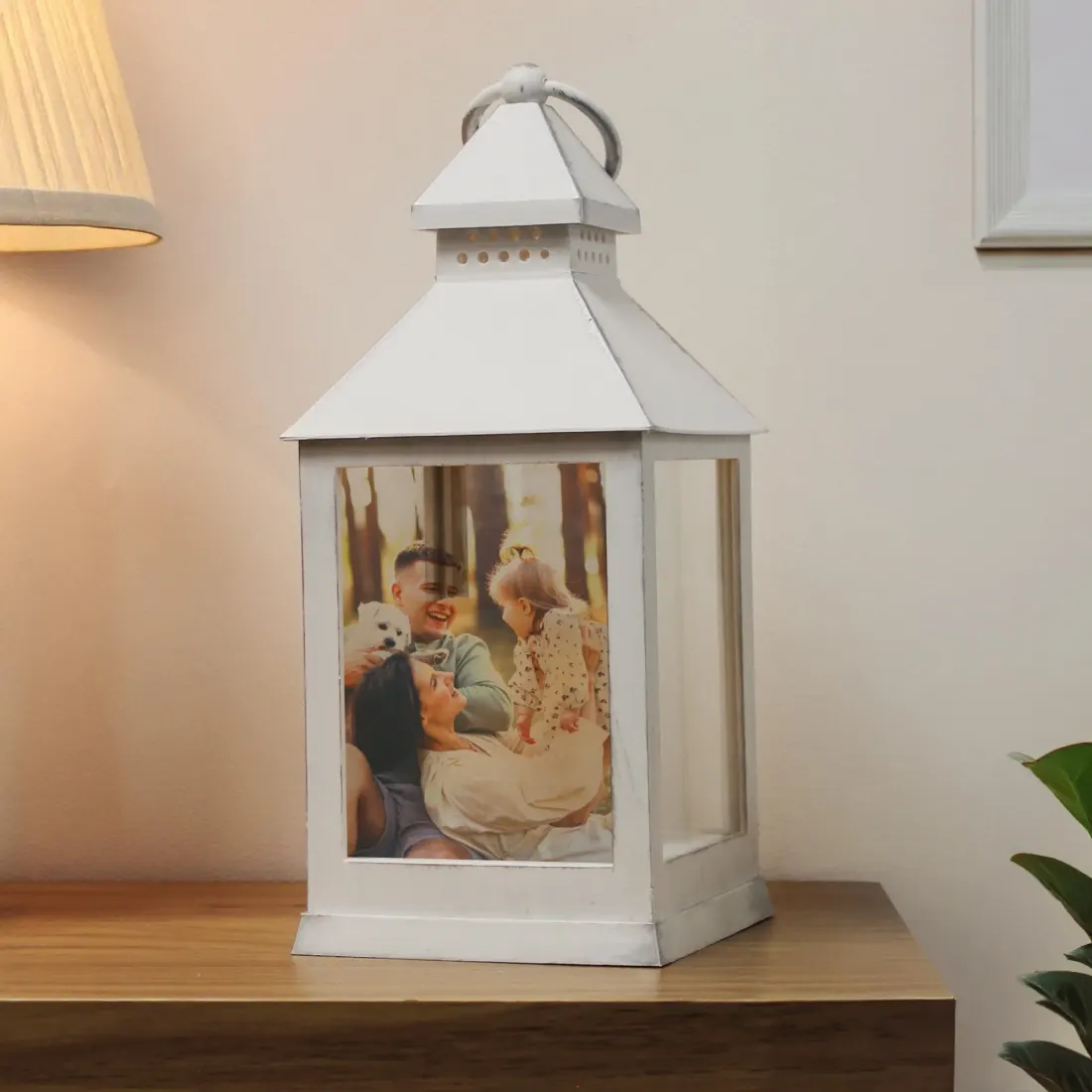 Personalised Photo Lantern, White Wooden Memory Light, Custom Picture Keepsake Home Decor — photo 4