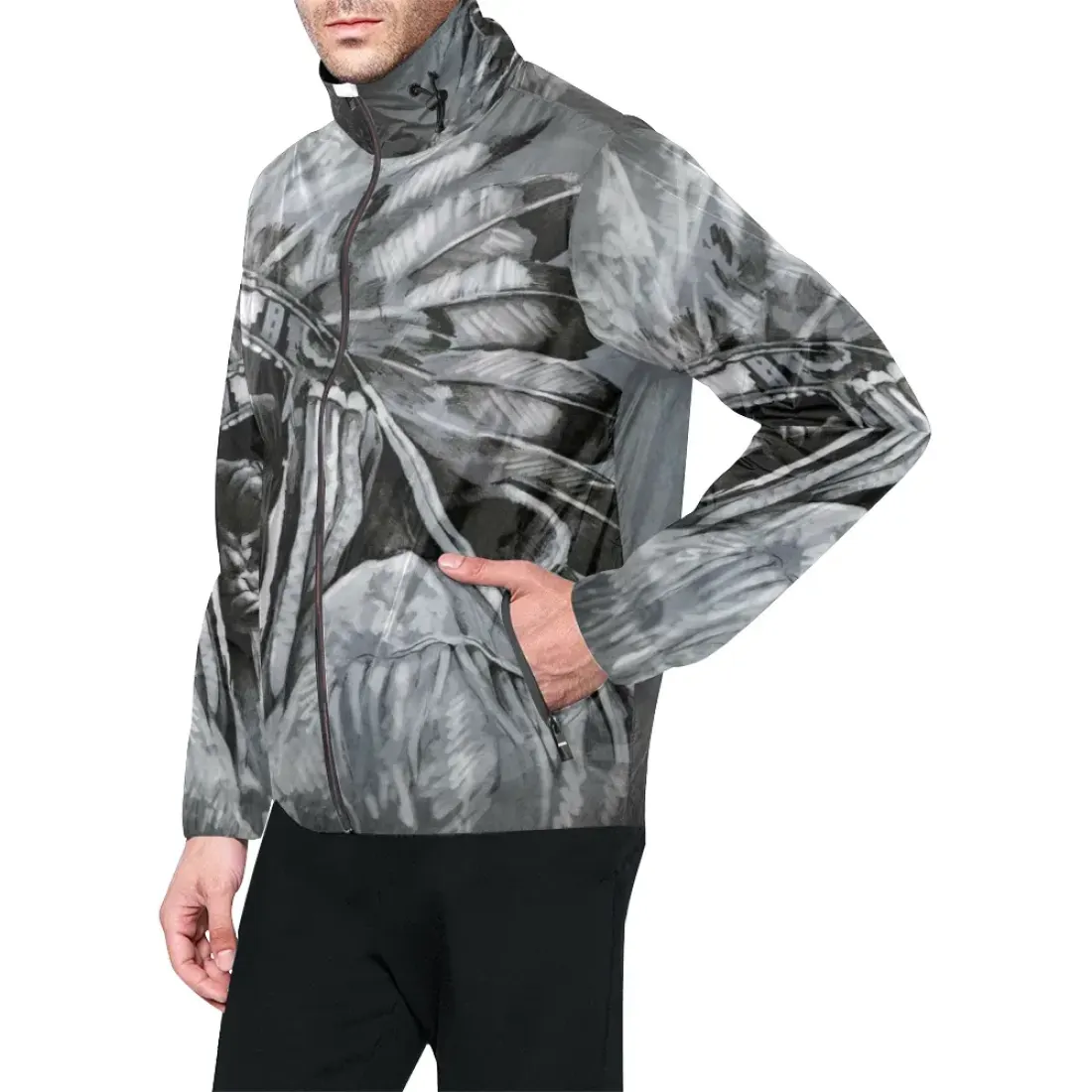 Unisex All Over Print Hooded Windbreaker (Model H23) — photo 2