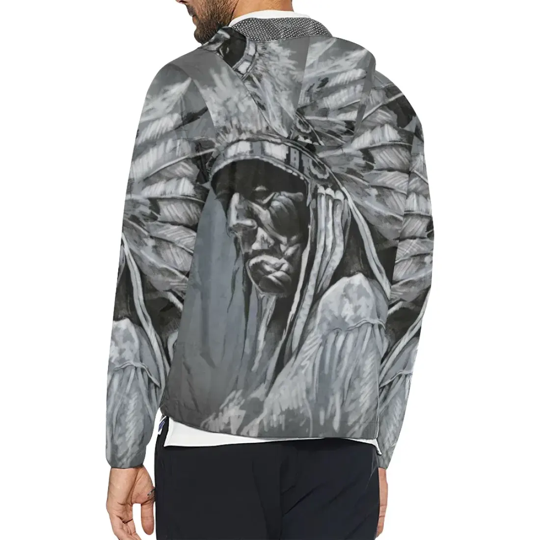 Unisex All Over Print Hooded Windbreaker (Model H23) — photo 3