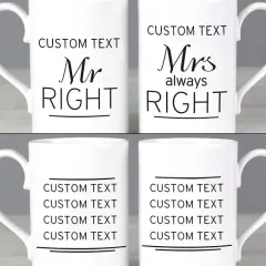 Personalised Anniversary Mug, Couple Coffee Cups, Custom Wedding Gift, Husband Wife Anniversary Present thumbnail 2