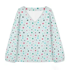 Women's V‑Neck Lantern Long‑Sleeve Blouse thumbnail 3
