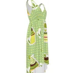 Women's V-Neck Sleeveless High-Low Hem Dress thumbnail 4