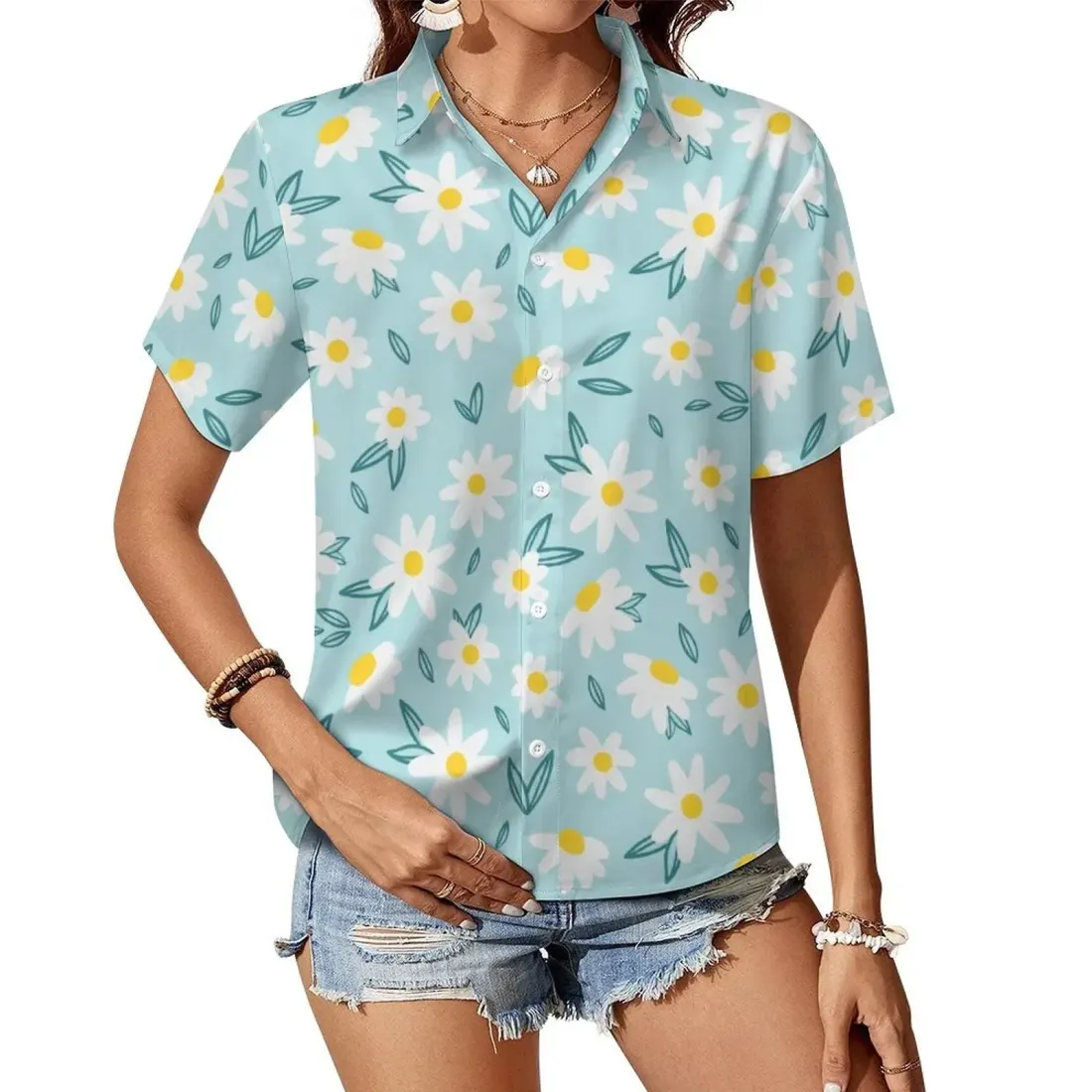 Women's Collared Pocketless Short Sleeve Shirt — photo 2
