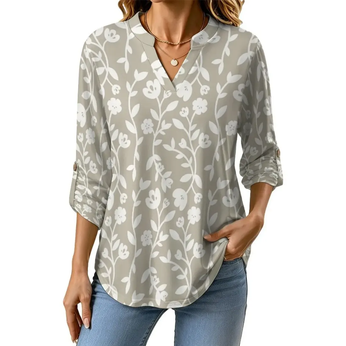 Women's V‑Neck Long‑Sleeve Casual Shirt — photo 2
