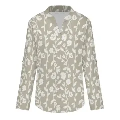 Women's V‑Neck Long‑Sleeve Casual Shirt thumbnail 3
