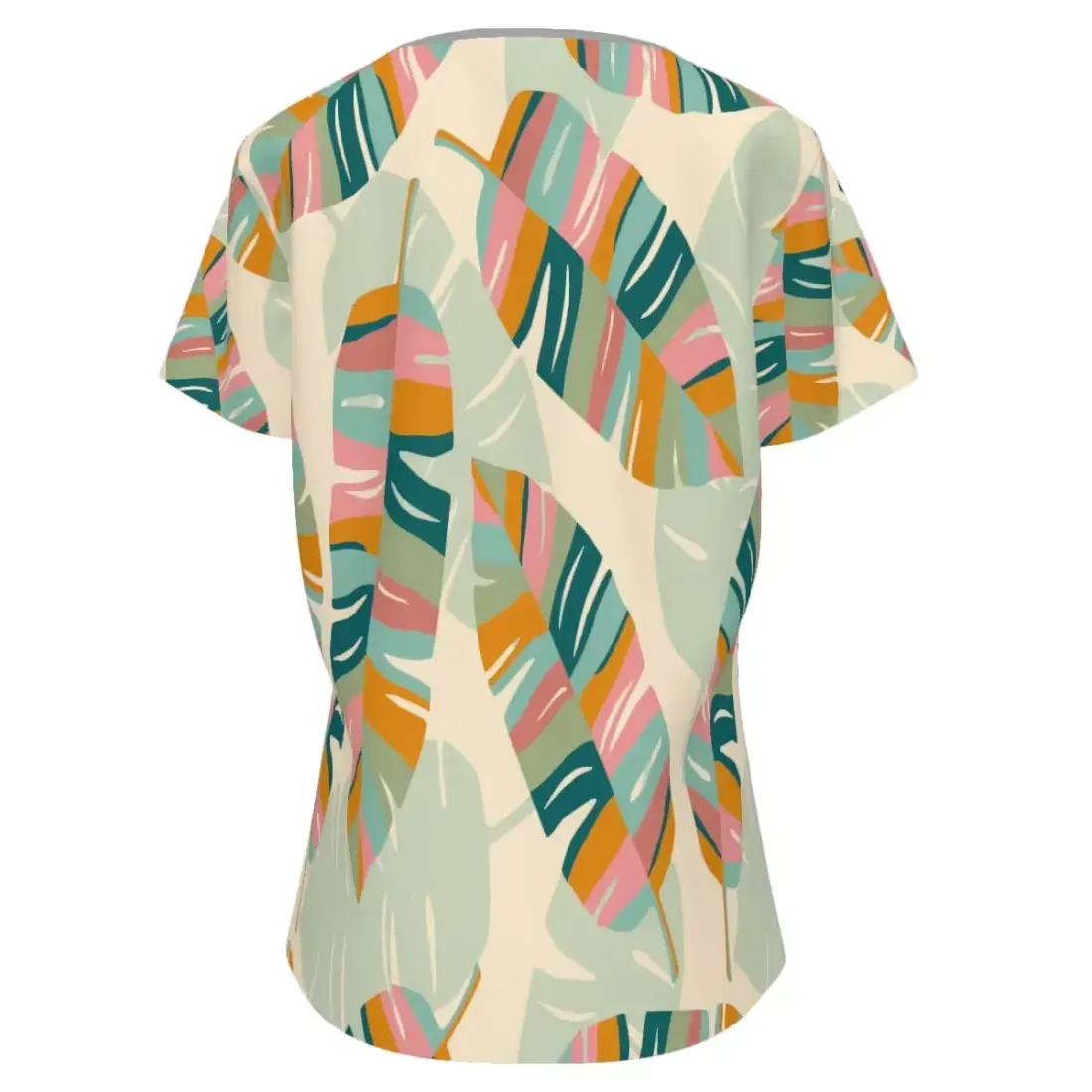 Women's V-Neck Short-Sleeve Button-Down Shirt — photo 3