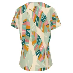Women's V-Neck Short-Sleeve Button-Down Shirt thumbnail 3