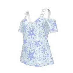 Women's V Neck Metal Strap Off Shoulder Top thumbnail 5