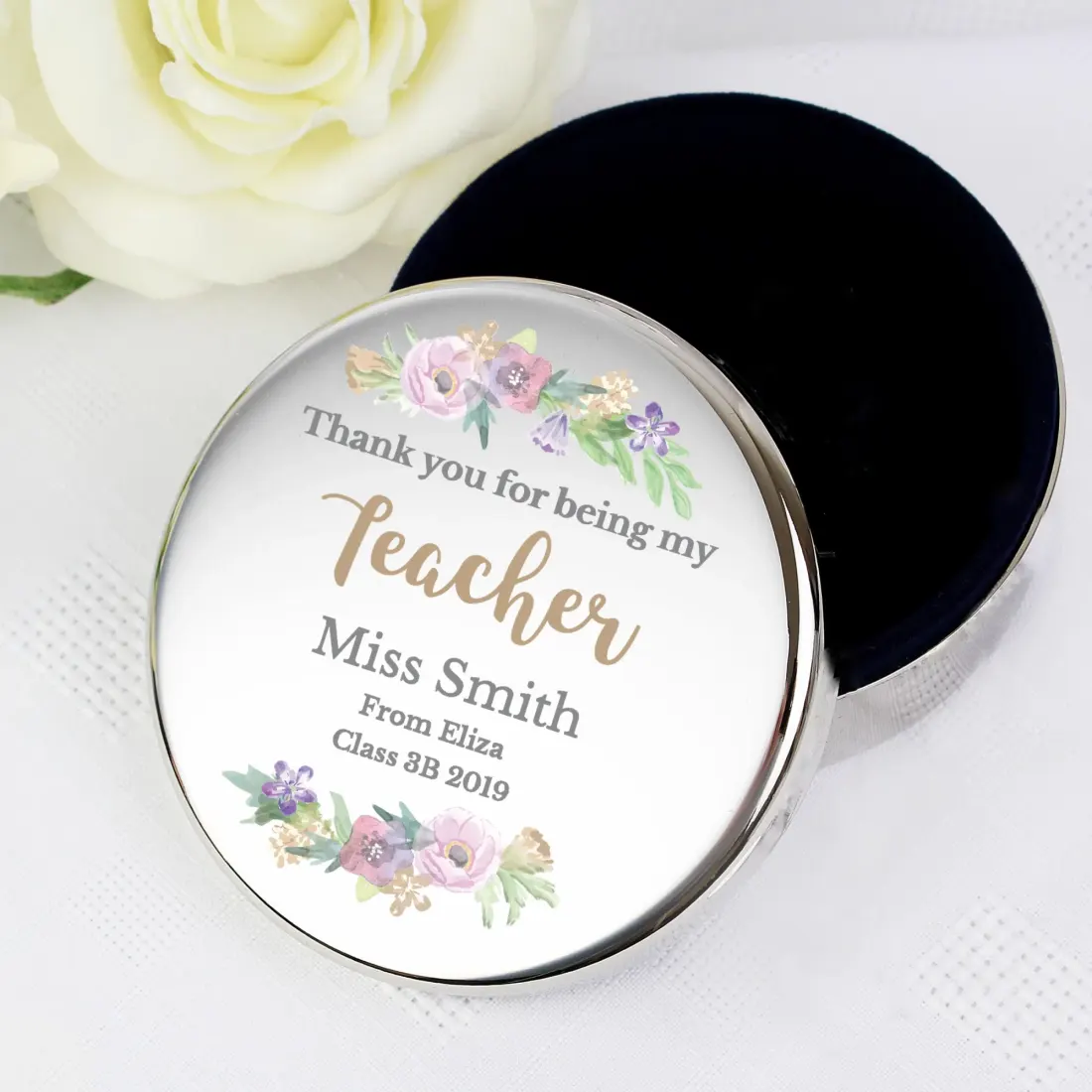 Personalised Floral Bride Trinket Box, Watercolour Flower Jewellery Case — photo 4