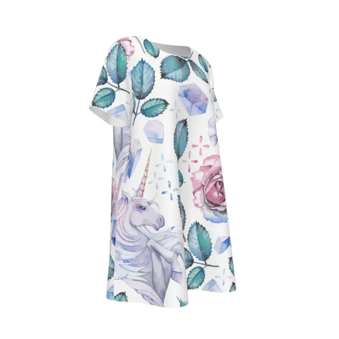Women's Crew Neck Short Sleeve Dress With Pocket — photo 2