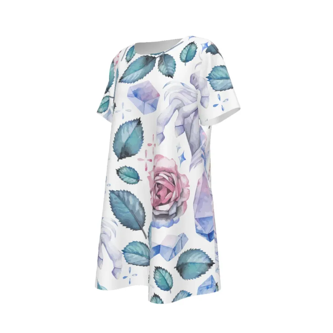 Women's Crew Neck Short Sleeve Dress With Pocket — photo 3