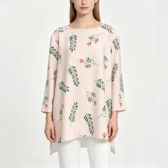 Women's Loose Crew Neck Side Split Top thumbnail 1