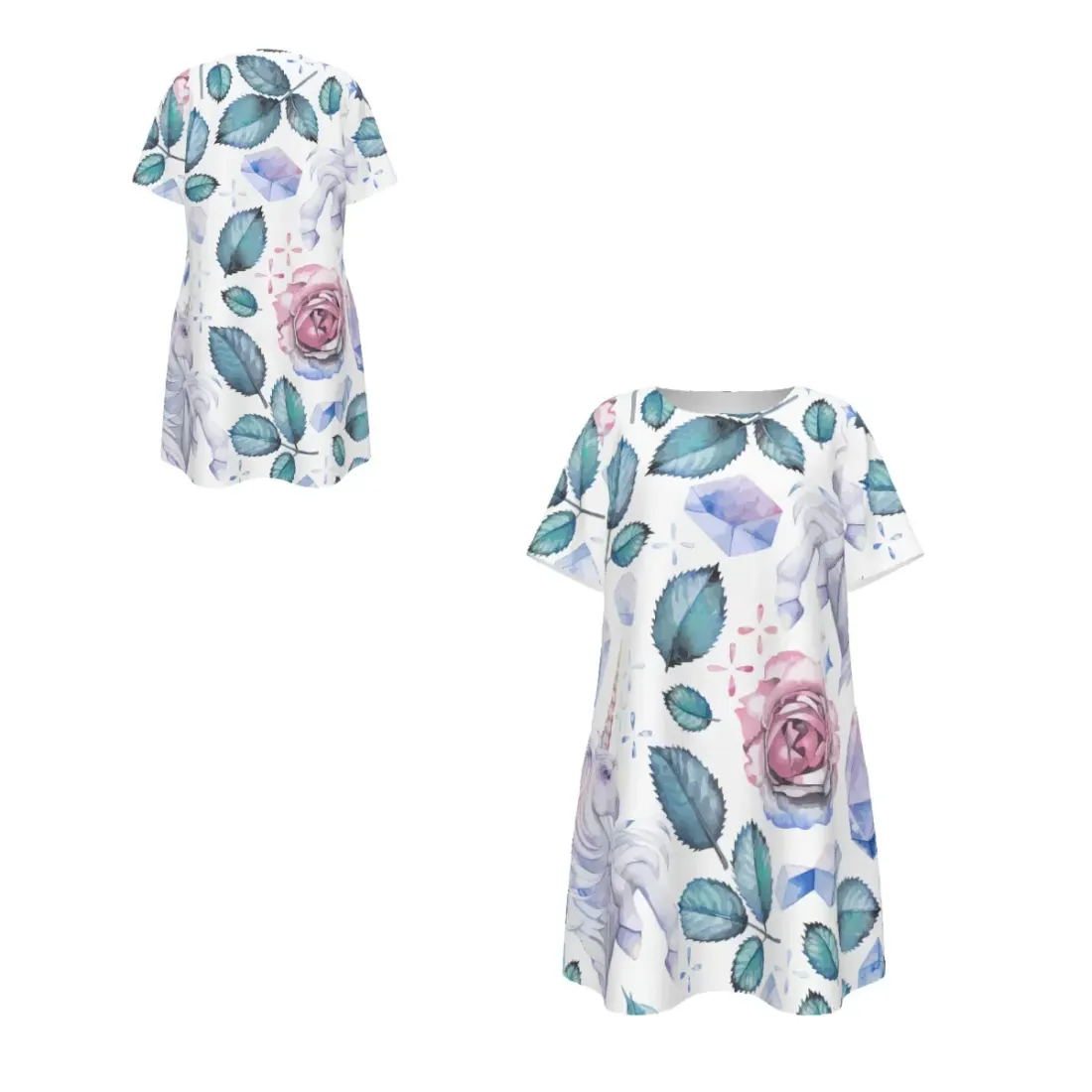 Women's Crew Neck Short Sleeve Dress With Pocket — photo 5