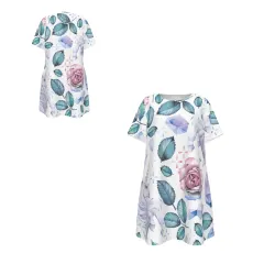 Women's Crew Neck Short Sleeve Dress With Pocket thumbnail 5