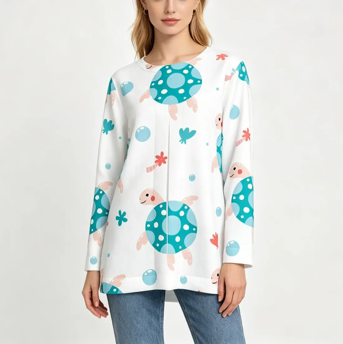 Women's Round Neck Placket Top