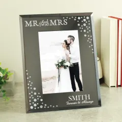 Personalised Wedding Photo Frame, 6x4 Diamante Glass Keepsake with Surname Date thumbnail 4