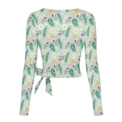 Cross-Wrap Tie Crop Long Sleeve Top thumbnail 4
